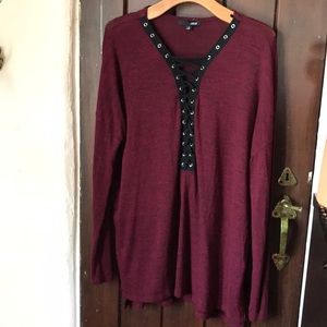 OBOE Red Lace Up Sweater